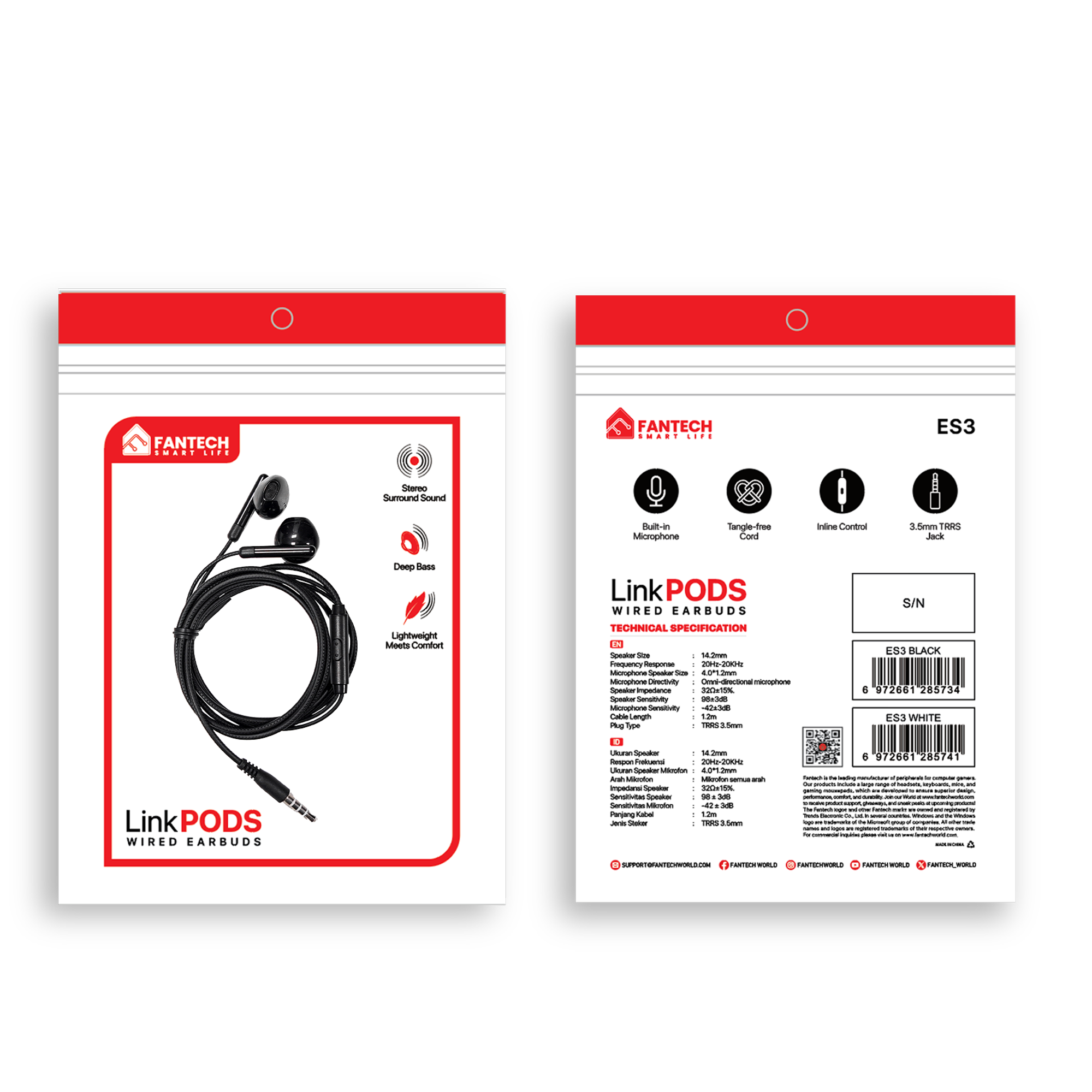 Fantech Headset Earphone Go Wired LinkPods – Handsfree ES3 - Fantech Indonesia